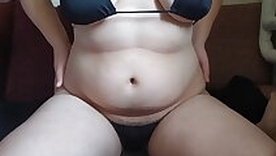 BBW sweeping with a huge soul in bikini rides me 'til creampie!