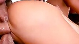 2 cocks in her pussy increased by 1 in her ass