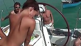 Mega sex party on the boat - porn stars