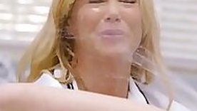 Unaware doctor gets squirted in her face