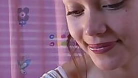 Cute unpaid teenie toys her squelching pussy