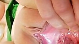 Teenie Grace piss hole spreading closeups