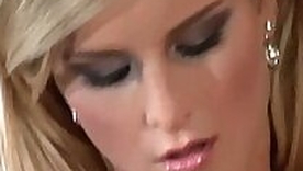 Hot blonde in stockings panties and stilettoes