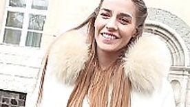 GERMAN SCOUT - CUTE Unshaded EVELINE DELLAI IN LEGGINGS TRICKED TO RAW PICKUP Bonk