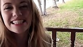 Brunette teen with regard to stockings fucks outdoor