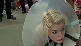 Blonde lackey gets fisted in public