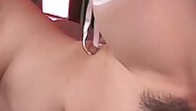 Megumi gives a cute asian blowjob and is creampied