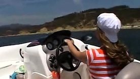 Young brunette April's just adventure on a motor yacht