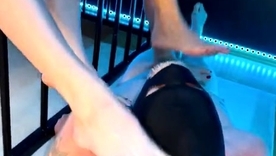 Bit of crumpet Black Widow's latex-clad domination and foot fetish