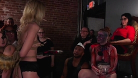 Halloween bacchanal features BDSM and interracial encounters
