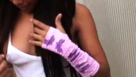 Asian teen Carina 18 in lesbian taxi adventure