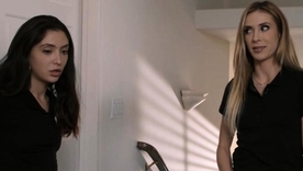 A brunette masseuse pleases her attractive client with a sensual pussy licking technique