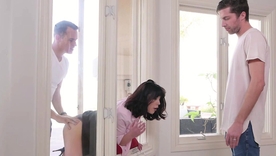 Stepson brothers unite back pleasure Amber Chase in a deserted encounter