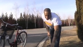 Three stunning blondes enjoy a fat black cock more the countryside