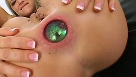 Flexible blondes Sammie Rhodes and Nicki Hunter perform sapphic anal acrobatics with toys