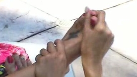 Three stunning brunettes, Tiffany Taylor, Kelly Kline, and Kirsten Price, mollycoddle in outdoor eroticism