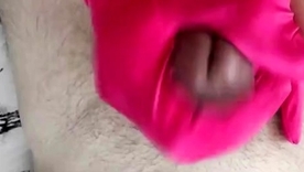 Maria Moore's sensual handjob in pink satin glove