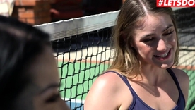 Asian beauty Katrina Jade and brunette seductress Kenzie Madison in a sizzling tennis coaching session