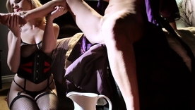 Sexy brunette Krissy Lynn's dominating lesbian encounter with adorable latex-clad sub