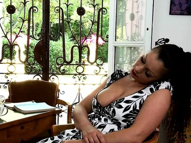 Two stunning brunettes, Aria Giovanni and Carmen Croft, in a steamy taxi ride