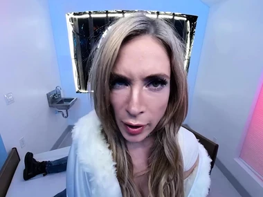 Aiden Ashley portrays Emma Frost in a sexual encounter