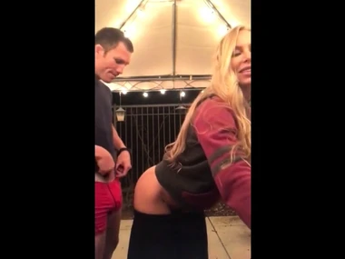 Nicole Aniston in a hardcore encounter surrounding a follower outdoors