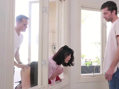 Stepson brothers unite to pleasure Amber Chase in a wild encounter