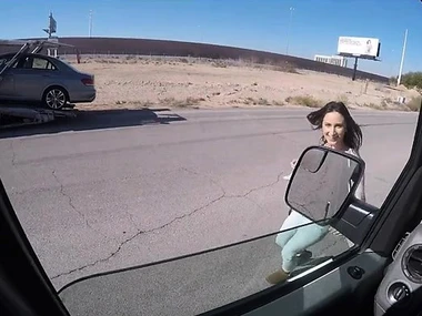 Public van sex less busty brunette Ashley Adams