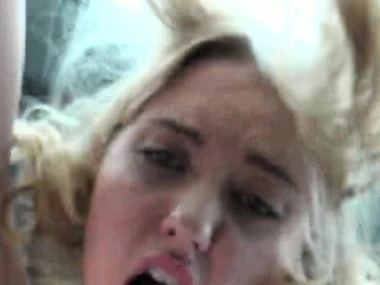 Blonde beauty imitating Miley Cyrus in outdoor sex scandal sheet