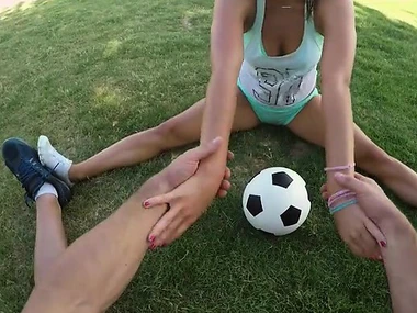 Park encounter with stunning brunette Lily Love