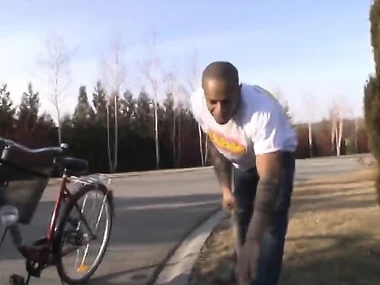 Three stunning blondes enjoy a fat black cock in the countryside