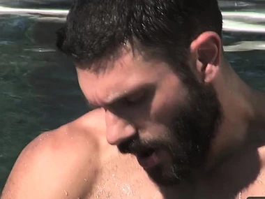 Bob Hager, a shaggy hunk, masturbates in a pool not susceptible a starkly day