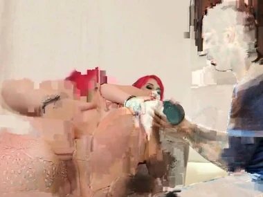 Seething redhead Paige enjoys a big blarney while getting naughty