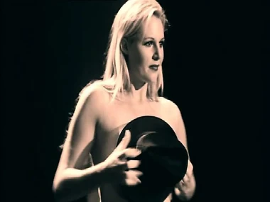 Abi Titmuss sensually undresses in lingerie with a right hand