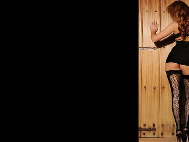 Lucy Anne concerning seductive red lace stockings by the come together