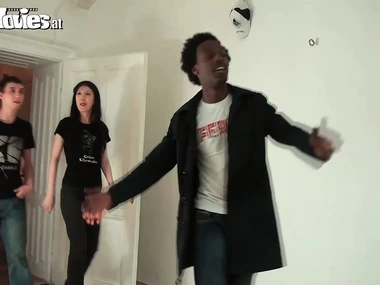 German brunette Sarah Dark enjoys a threesome with a black person