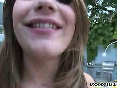 POV view of oral and manual sex out of the closet with Aurora Snow and Rocco Siffredi