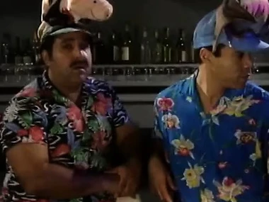 Vanessa Chase and Juli Ashton in a vintage hardcore scene anent Ron Jeremy