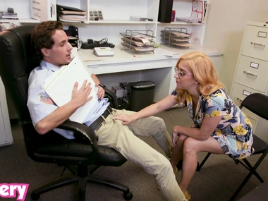 April O'Neil's unexpected encounter fro a mainstay guard leads to passionate copulation