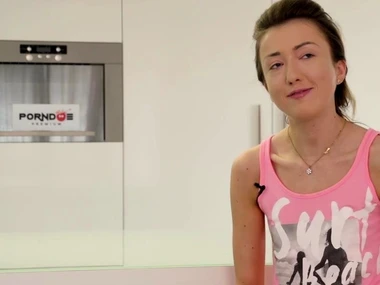 Petite European girl gives handjob and takes big dick around her exasperation