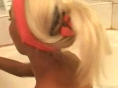 Blonde toddler Nikky Blond gives handjob and blowjob in bathtub