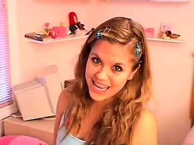 Young and adorable solo teen Topanga's softcore performance