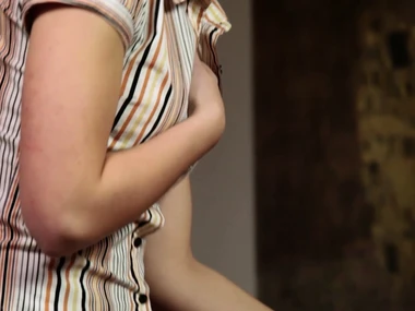 Blonde teen in stockings enjoys first experience with big cock