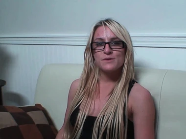 Kat Stevens, a tattooed teen blonde, gives a hardcore blowjob in POV style