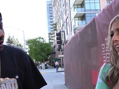 Blonde babe chokes on merging knavish cocks in hardcore gangbang