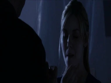 Elisha Cuthbert posing by an ironing stud with regard to a sky-blue lingerie