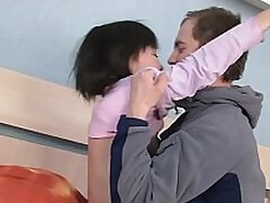 Small titted asian teen Sevil take a giant cock