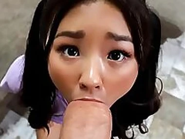 Tiny asian gets sucks a huge cock irregularly gets splintered hard - teen porn