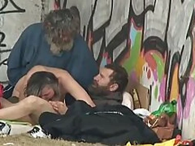 Pure Street Life Dispossessed Threesome Having Sex on Public