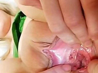 Teenie Grace piss hole spreading closeups